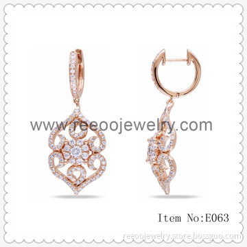 2013 Fashion Silver Jewelry Set, Gold and Diamond Dangling Earring